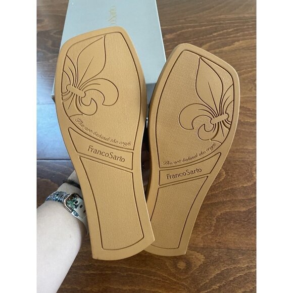 Capri Slide Black Leather Franco Sarto Slide Flat Sandals NEW Leather 6 M - Picture 5 of 7